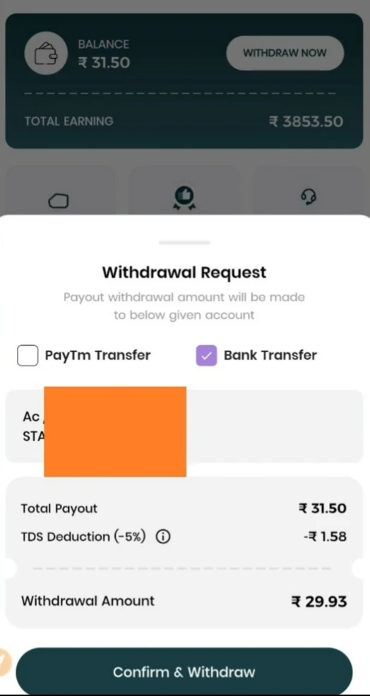 Withdrawal Modes: Paytm Transfer And Bank Transfer
