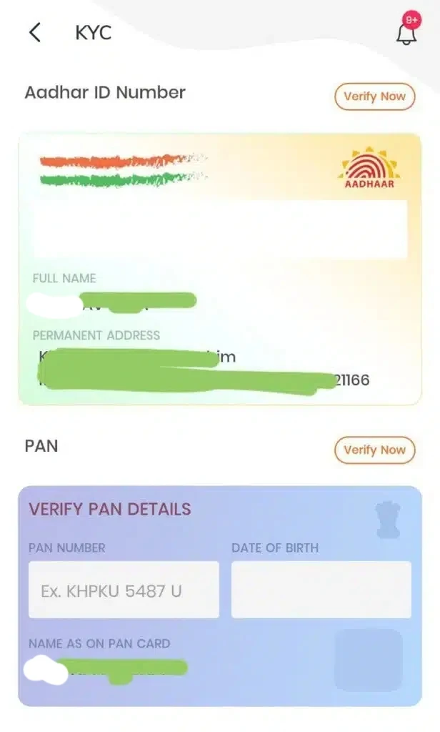 Profile Section And Submit Your Aadhaar Card