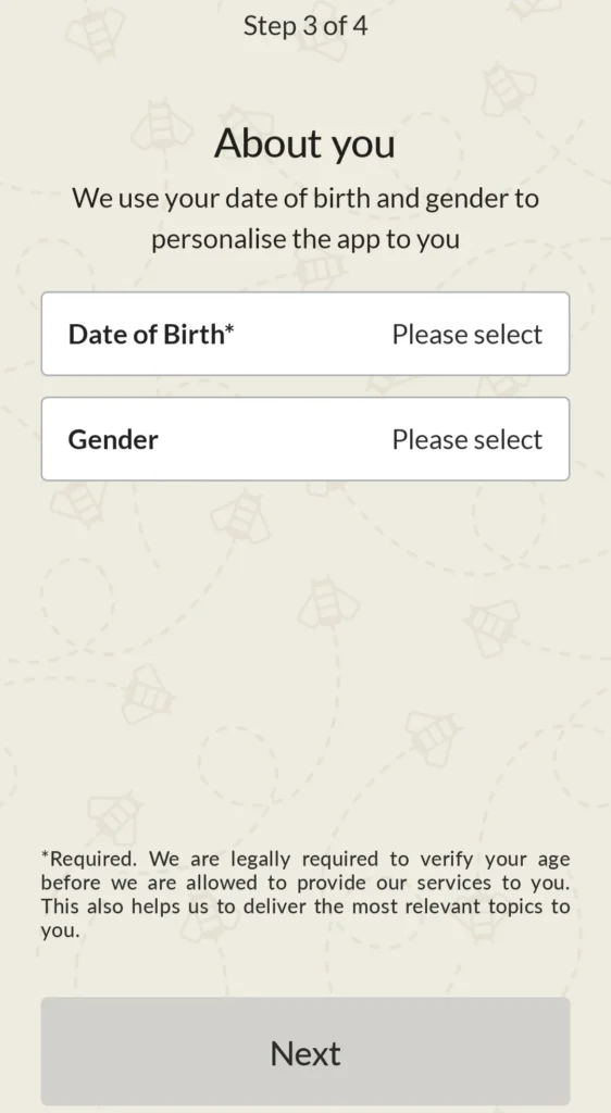 Gender And Tap On The Next Button