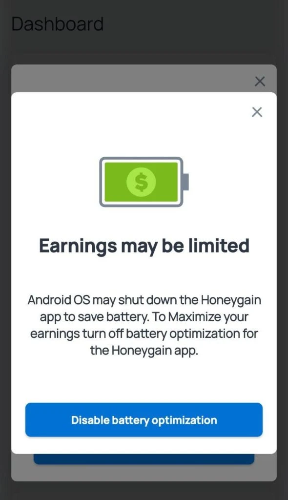 honeygain Disable Battery Optimisation